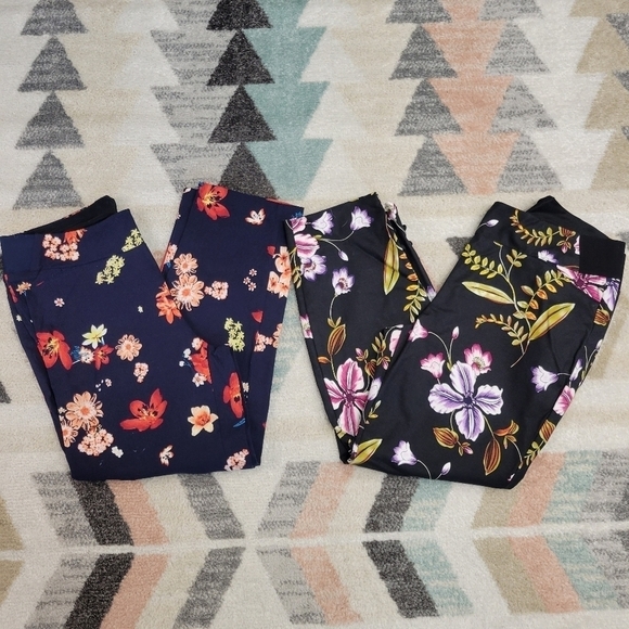 Investments floral pull on ankle pants bundle size 12 - Picture 1 of 13